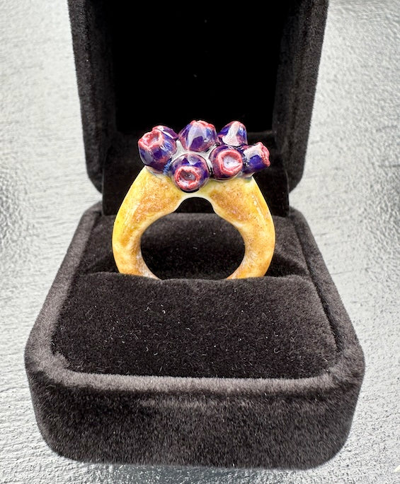 Blueberry Cluster Porcelain Ring