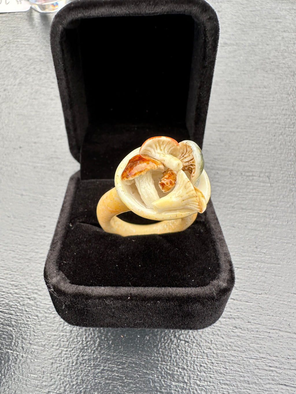 Porcelain ring with mushroom cluster